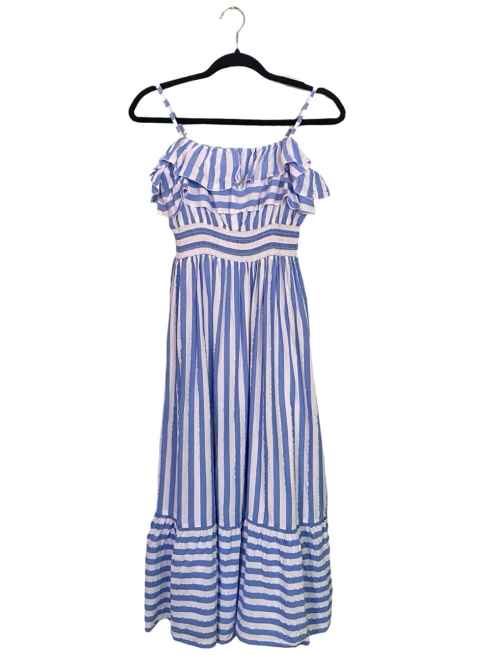 Vineyard Vines Lurex Striped Sleeveless Midi Dress Womens Size XS Blue White